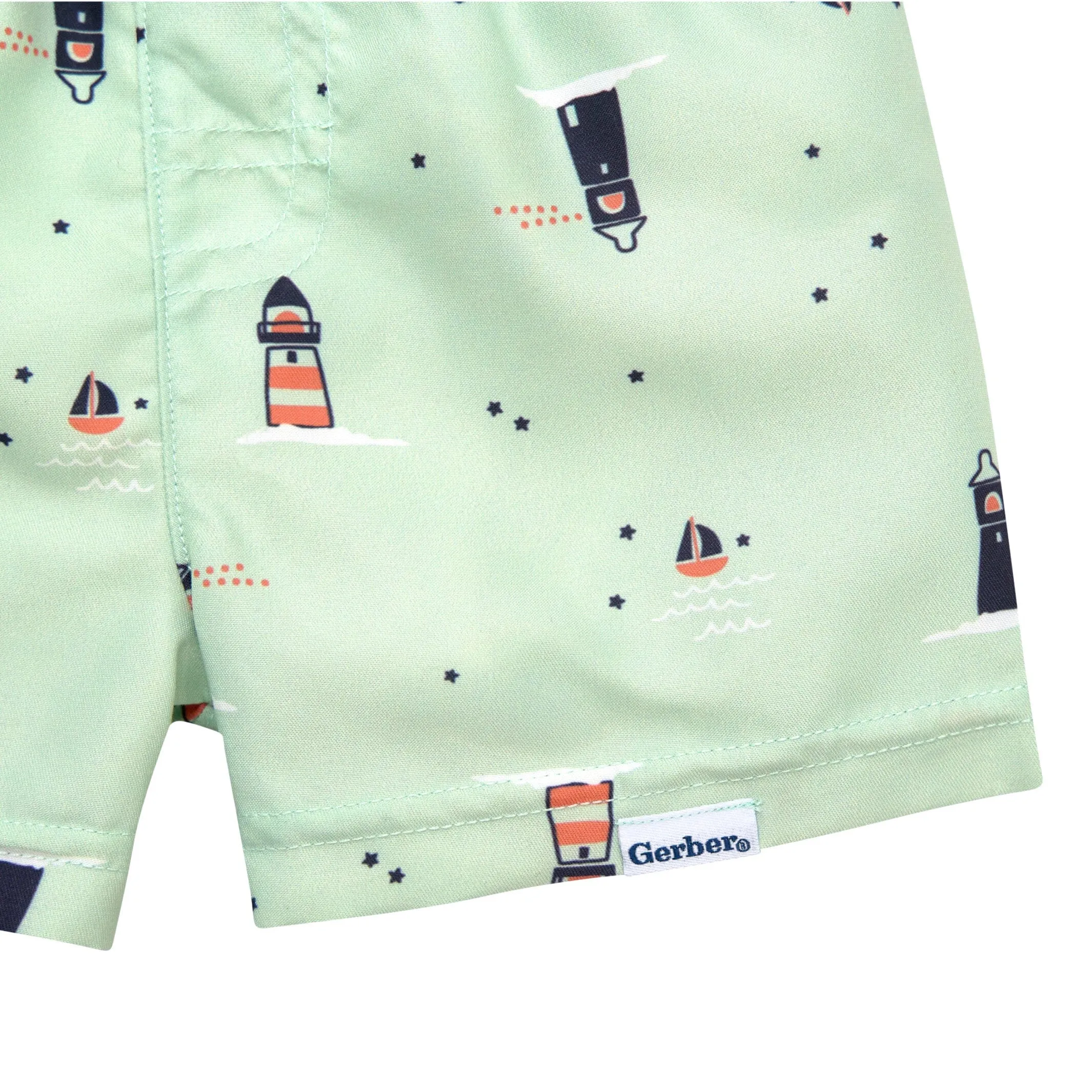 2-Piece Baby & Toddler Boys UPF 50  Lighthouse Rash Guard & Swim Trunks Set