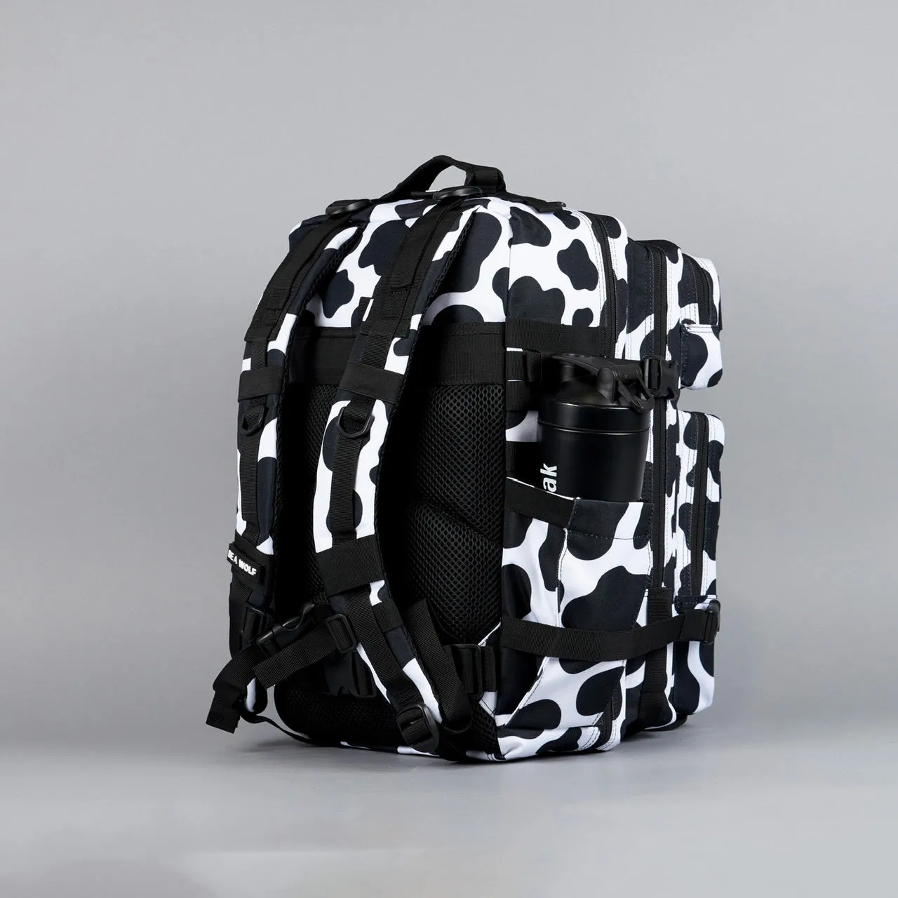 45L Backpack Black White Cow