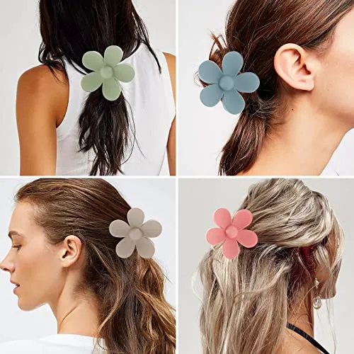 8pcs Flower Claw Clips Non Slip Strong Hold Hair Clips Women Girls Aesthetic