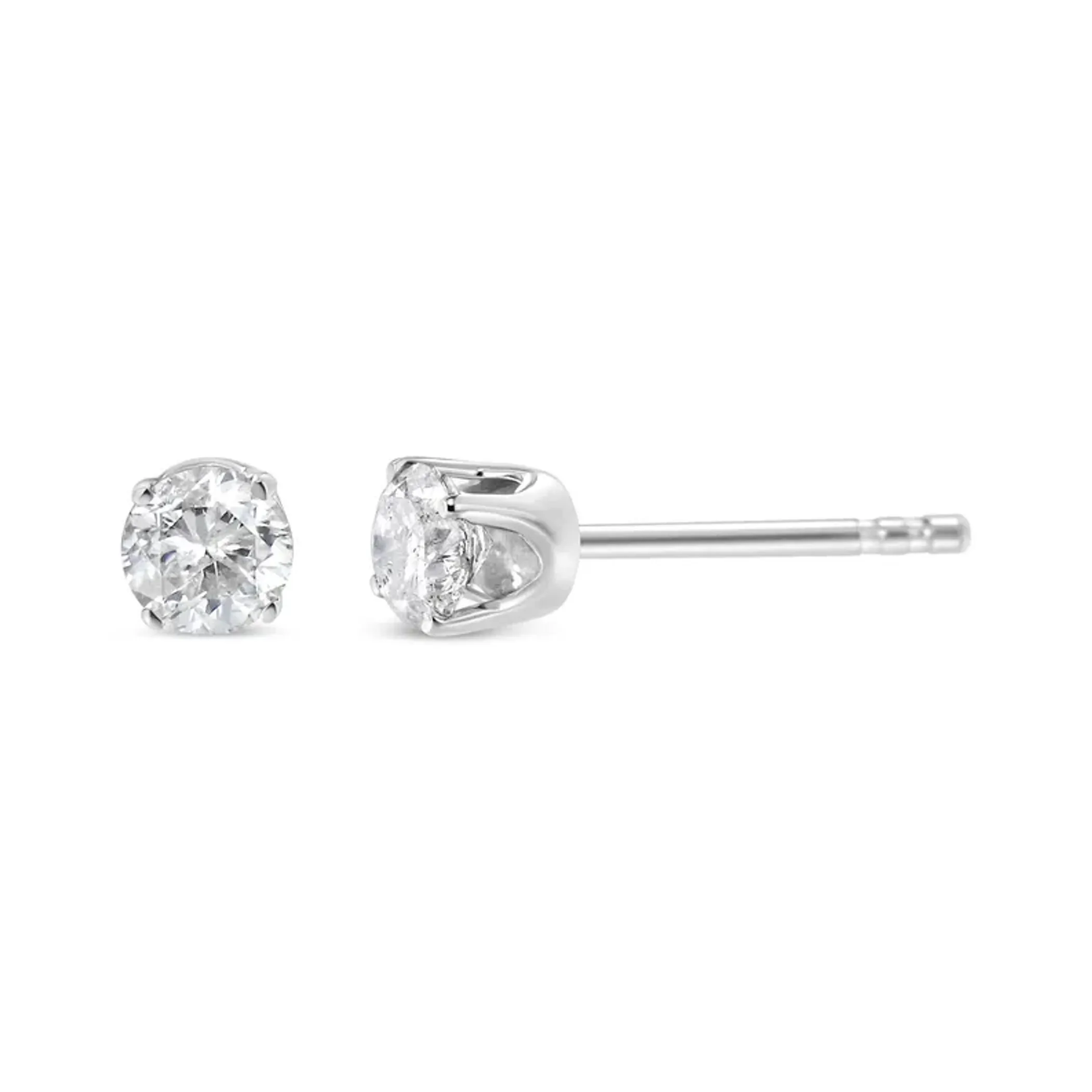 .925 Sterling Silver 1/6 Cttw Round Brilliant-Cut Diamond Classic 4-Prong Stud Earrings (H-I Color, I2-I3 Clarity)