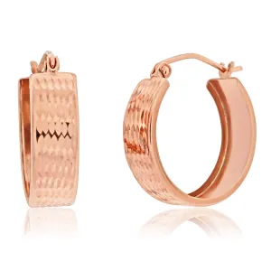 9ct Rose Gold Silver Filled Diamond Cut Hoop Earrings