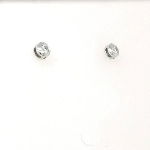 9ct White Gold Round Stud