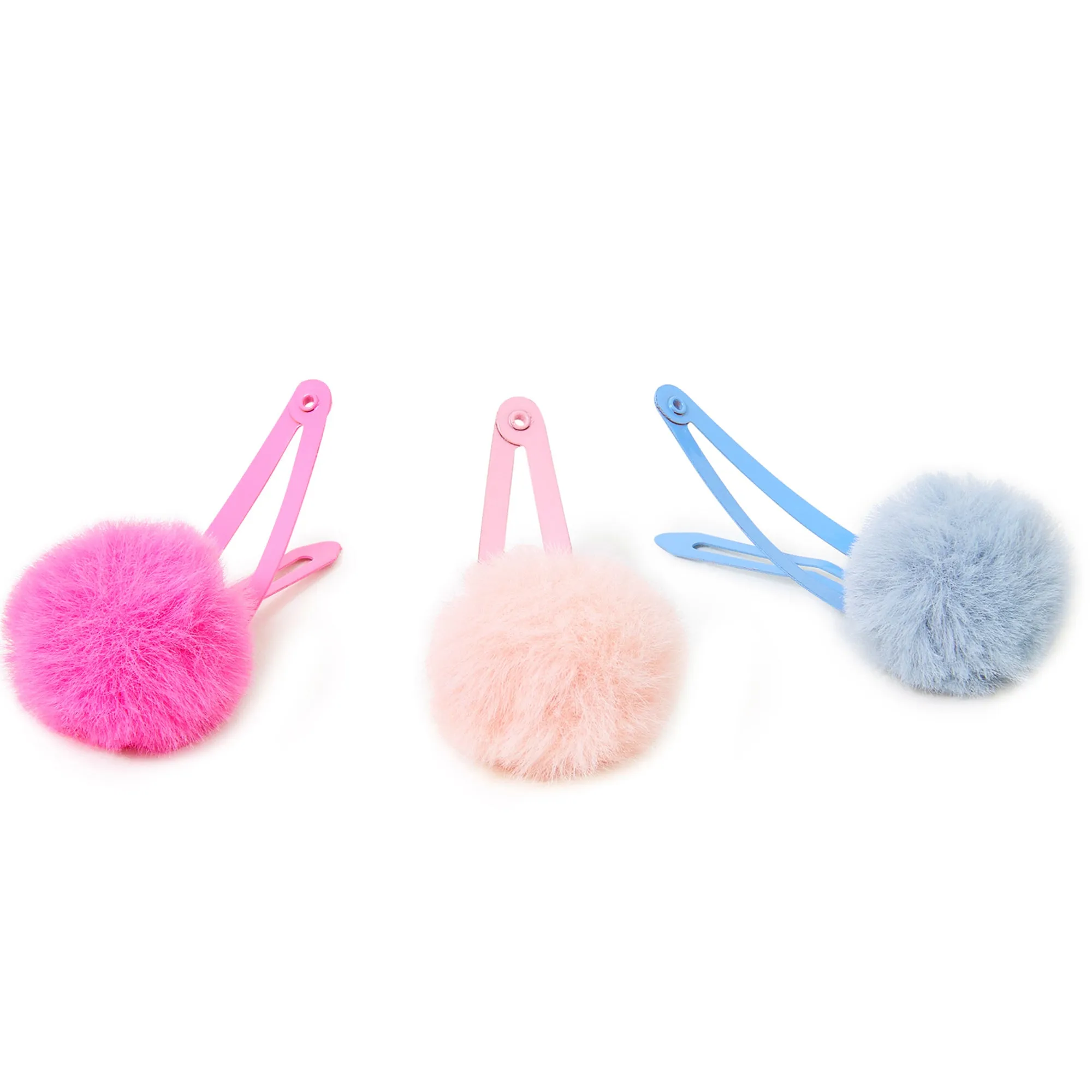 Accessorize London Girl's  Faux Fur Pom-Pom Hair Clips Set Of Three