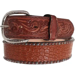 B847 - Diamond Back Croco Print Cognac Belt