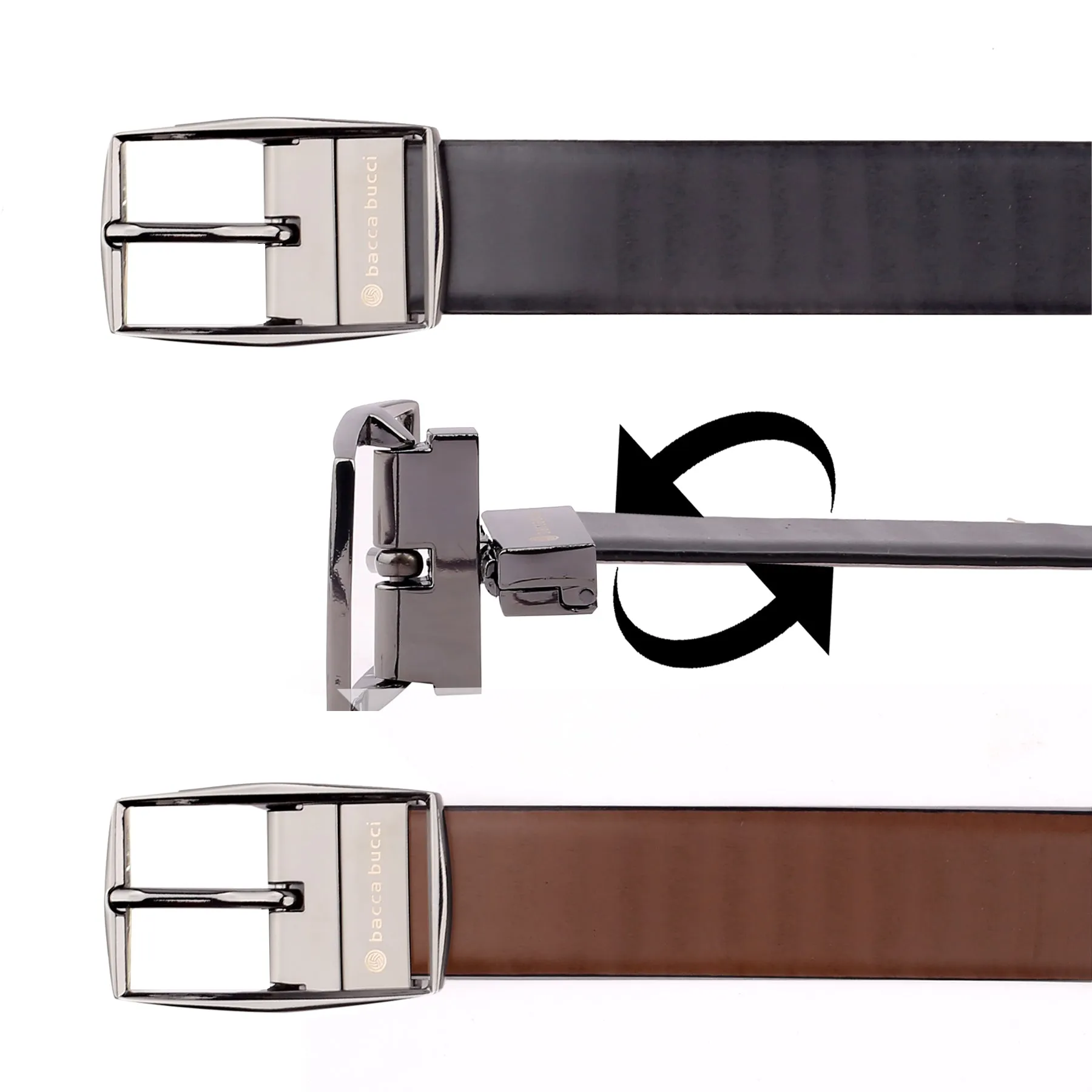 Bacca Bucci Reversible Genuine leather Classic Dress belt for Men-Black & Brown