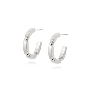 Bar & Ball Midi Hoop Earrings Sterling Silver