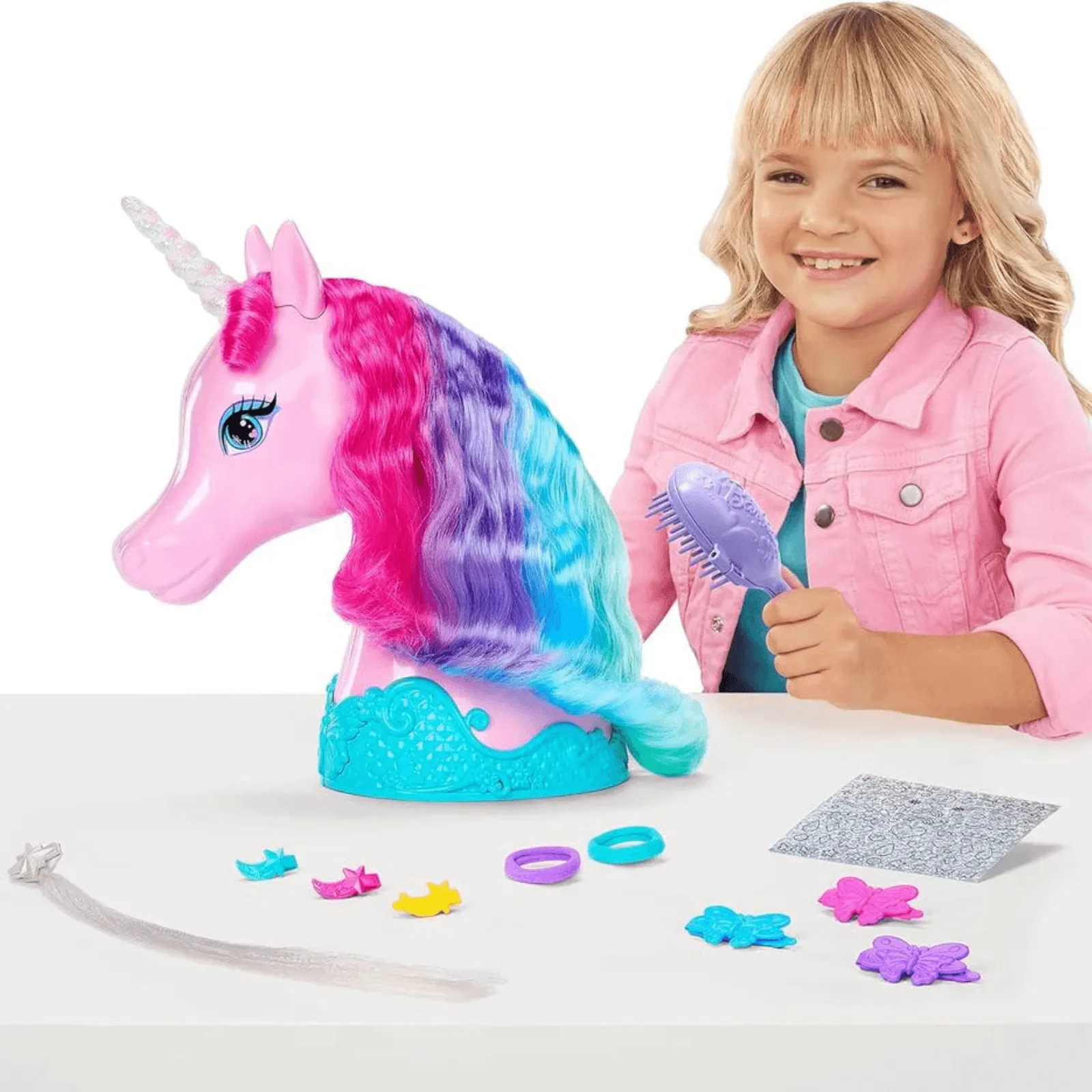 Barbie Unicorn Styling Head Rainbow Hair Accessories Stickers