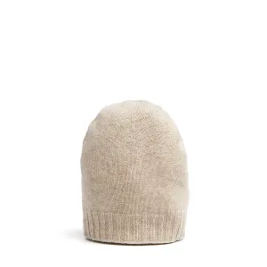 BEIGE AND WHITE BICOLOR BEANIE