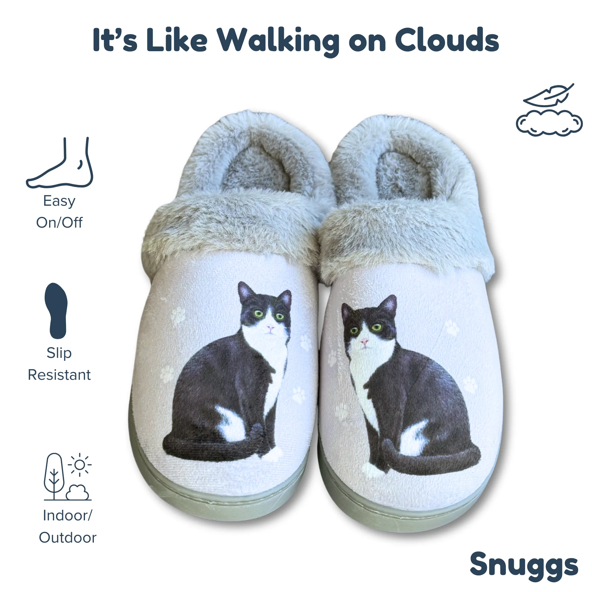 Black & White Cat Snuggs Slipper