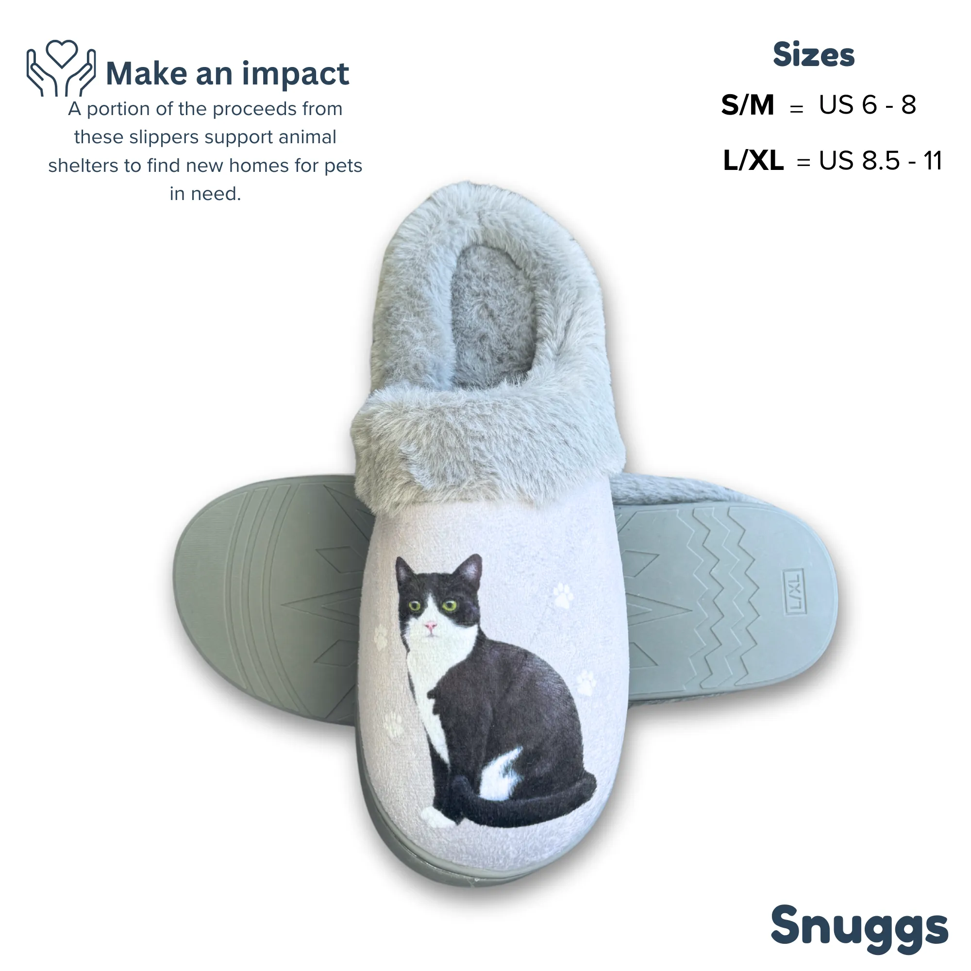 Black & White Cat Snuggs Slipper