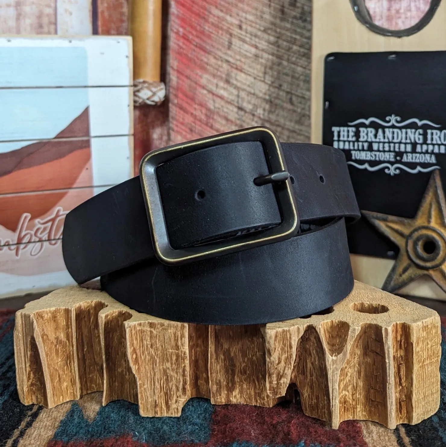 Black Leather Belt "Buckskin" by Justin   C00223