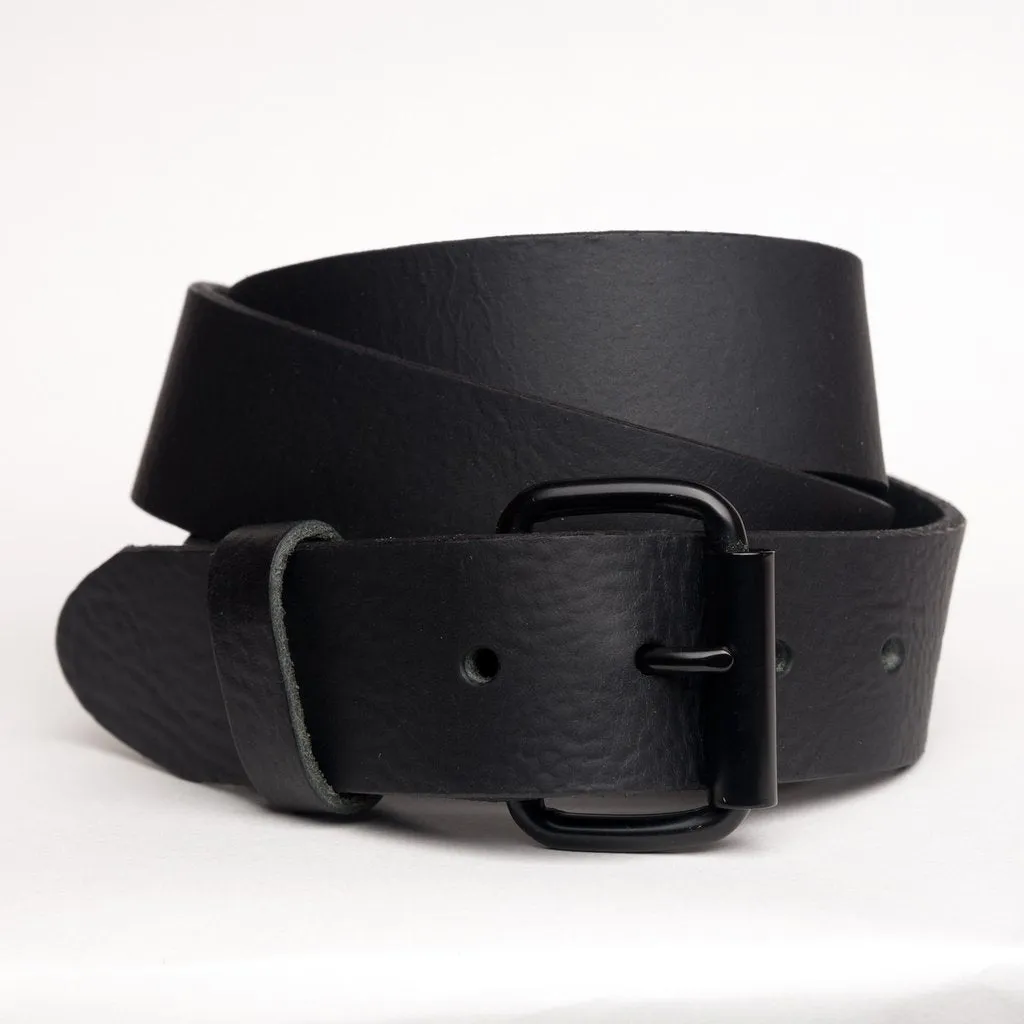 Black Leather Oil Tanned Belt w/ Black Buckle