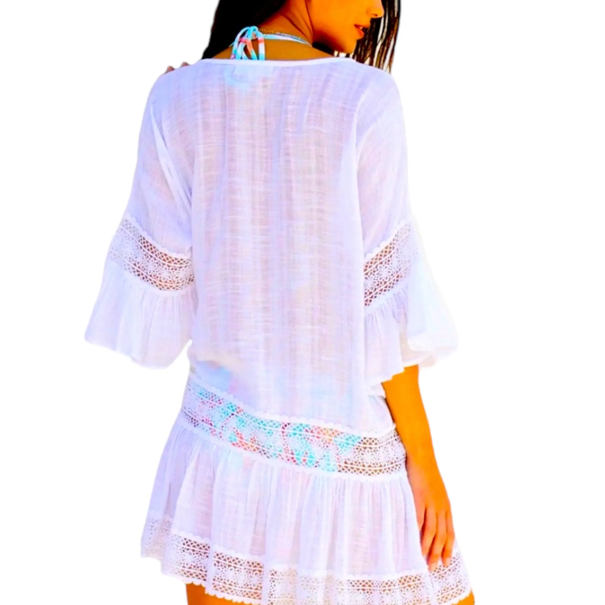 Boho-Chic White Crochet Beach Tunic