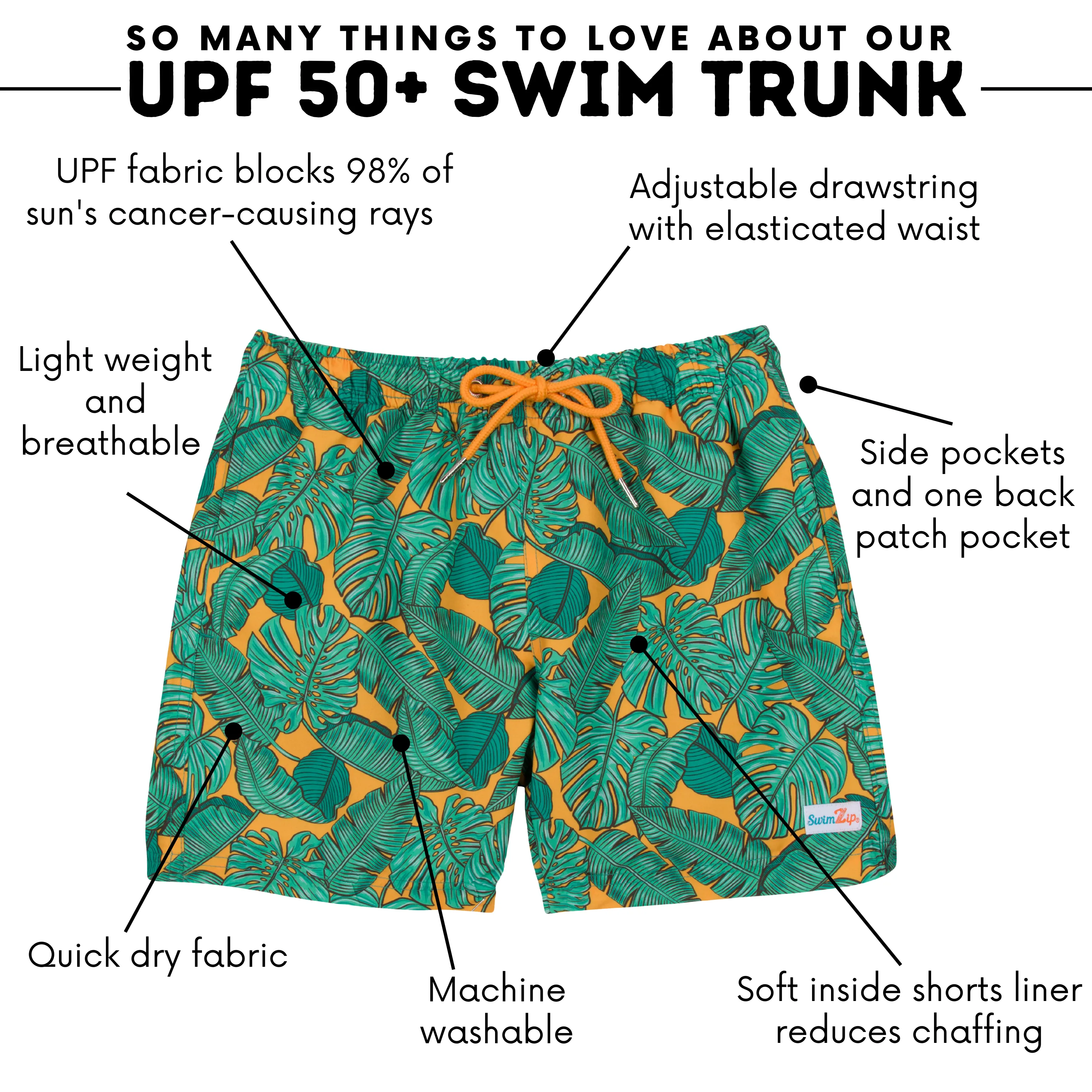 Boys Swim Trunks Boxer Brief Liner (sizes 6-14) | "The Tropics"