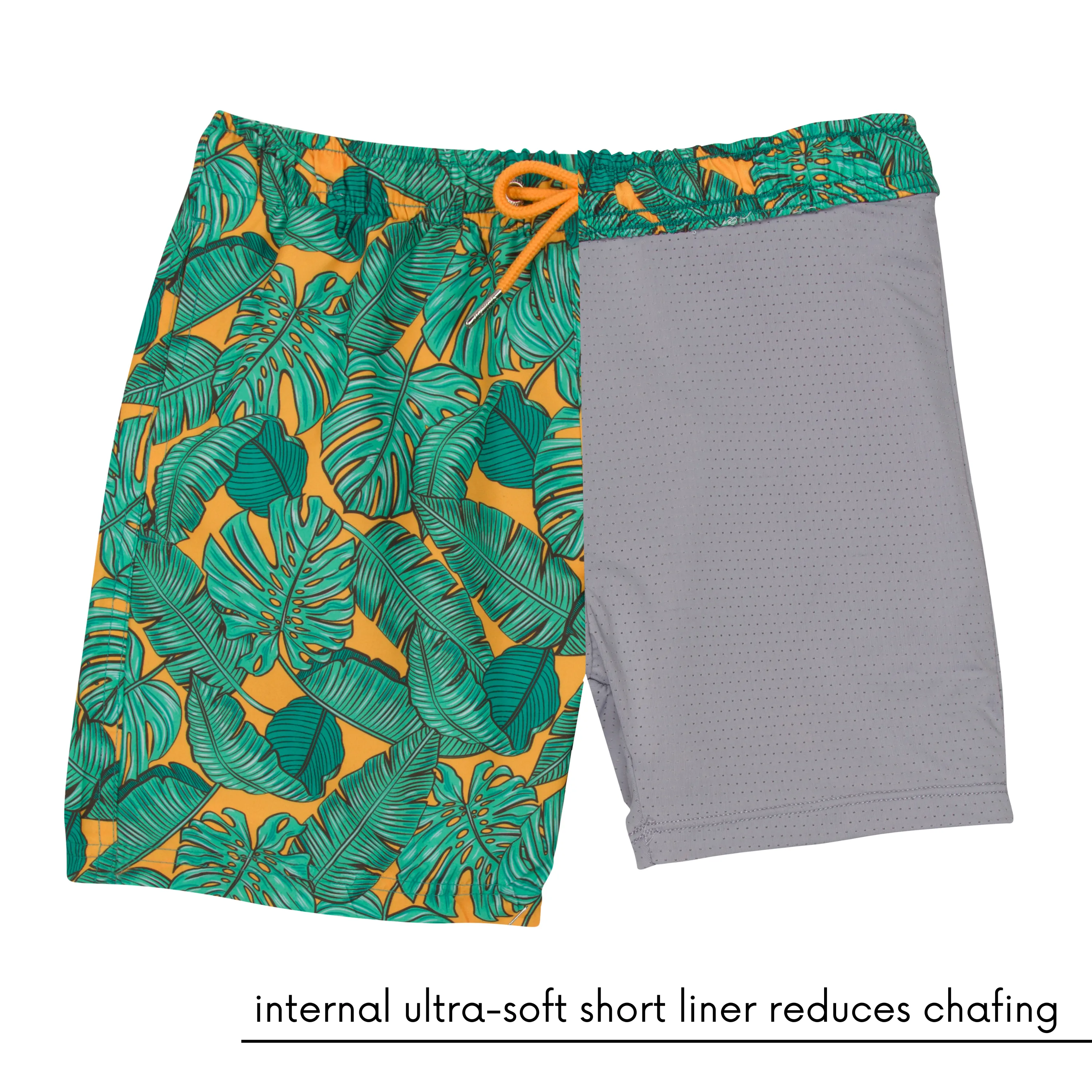 Boys Swim Trunks Boxer Brief Liner (sizes 6-14) | "The Tropics"