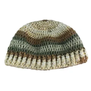 Brown and Green Crochet Snug Beanie Hat Medium/Large - JMCH56ML