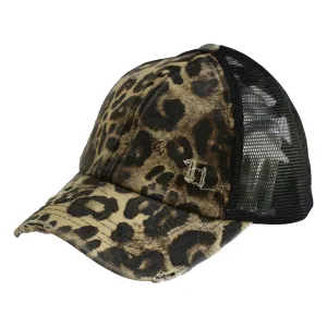 BT-780 C.C Criss Cross Pony Cap LEOPARD/BLACK