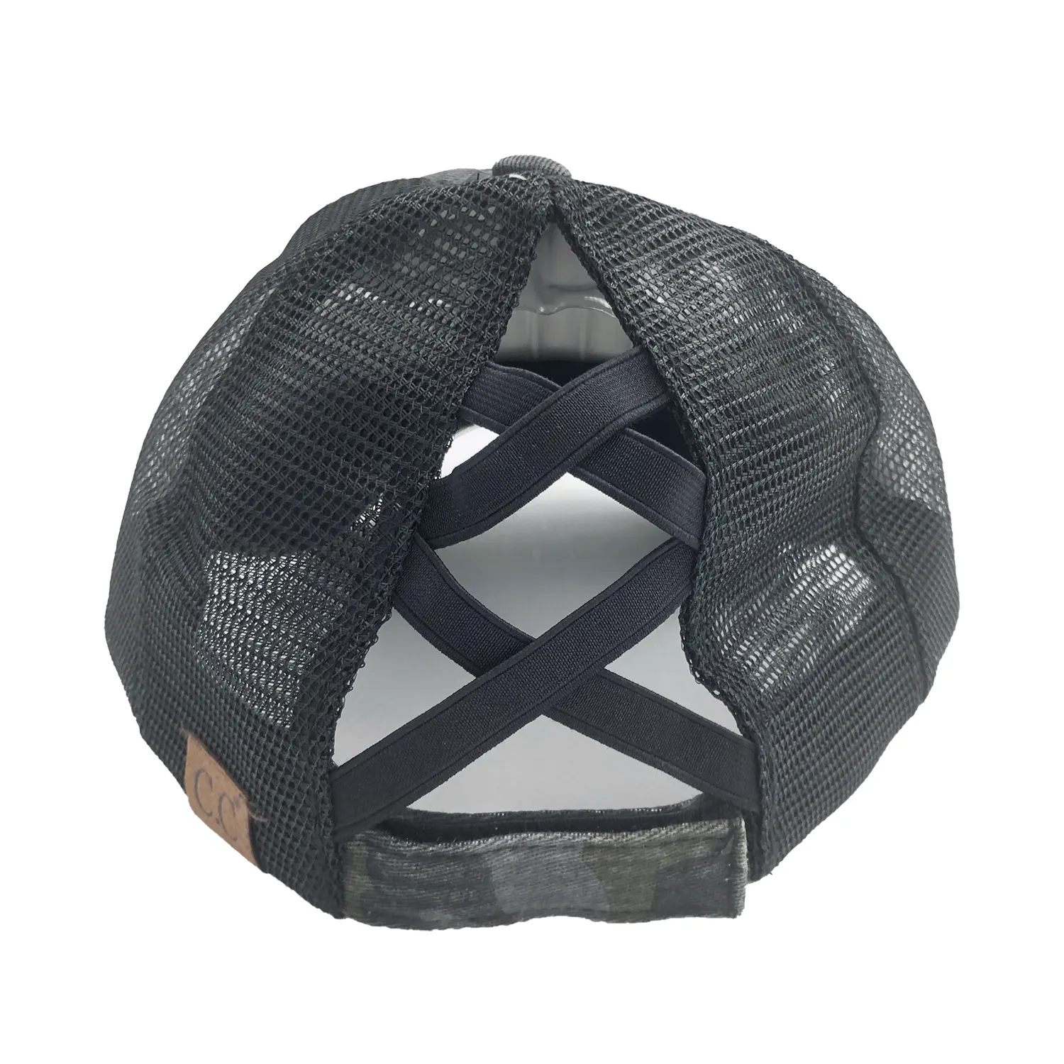 BT-783 C.C Criss Cross Pony Cap BLACK CAMO/BLACK