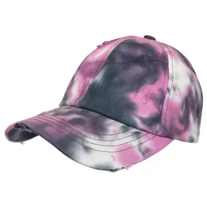 BT-791 C.C Criss Cross Tie Dye Pony Cap GREY