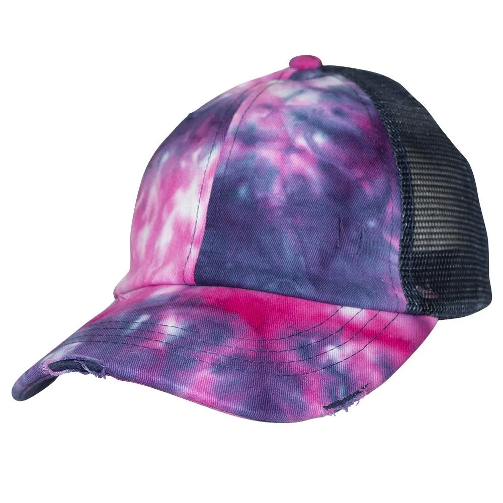 BT-924 C.C Criss Cross Pony Cap Tie Dye Navy/Navy