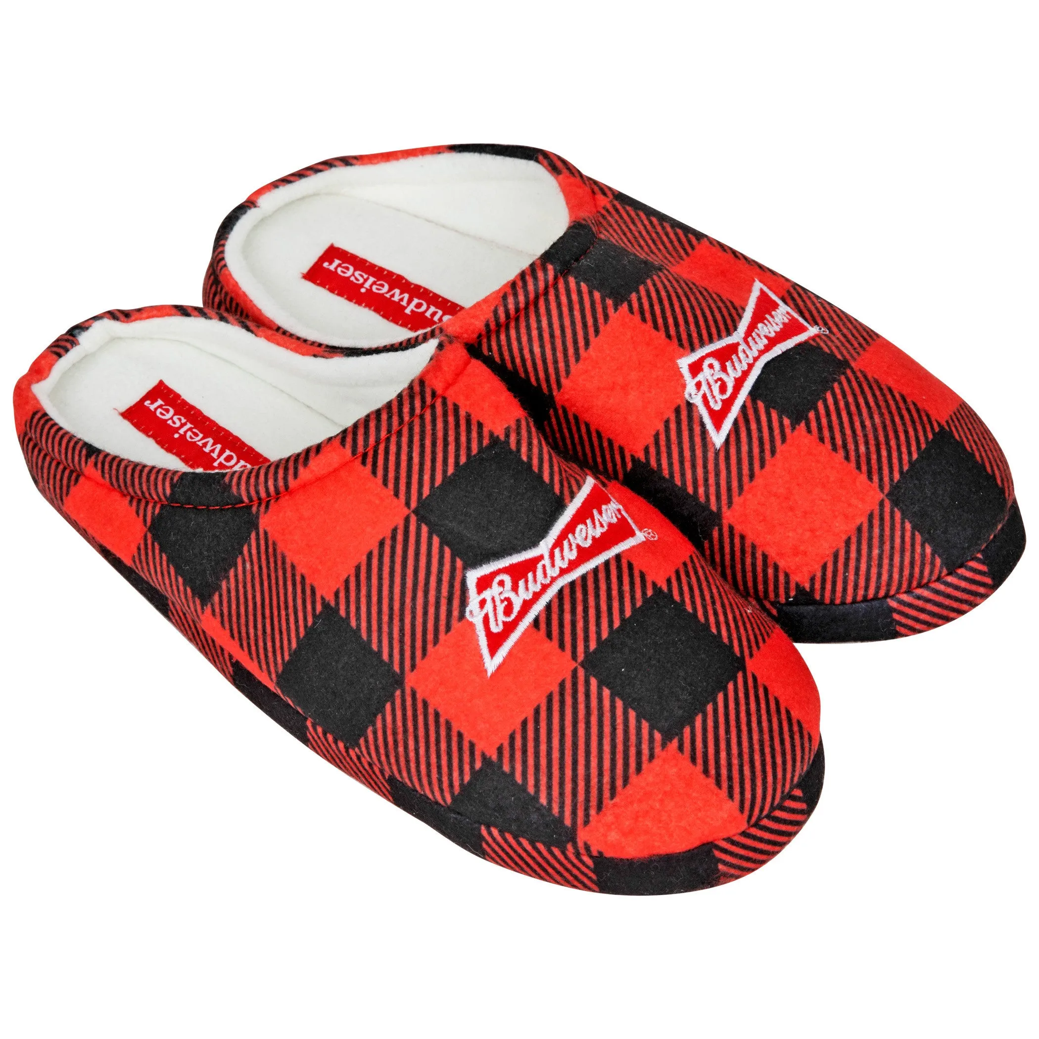 Budweiser Logo Flannel Print Men's House Slippers