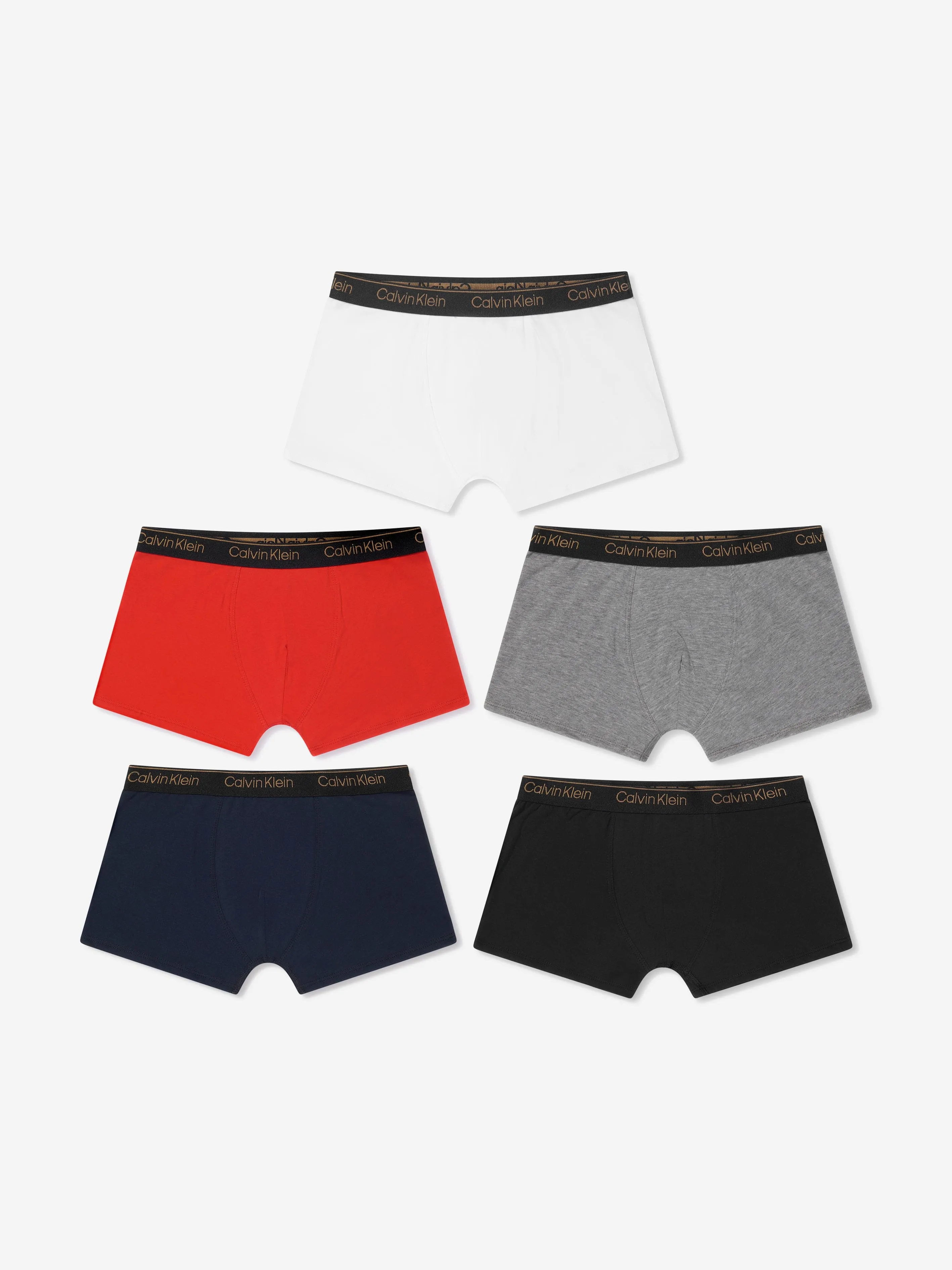 Calvin Klein Boys 5 Pack Trunks Set in Red