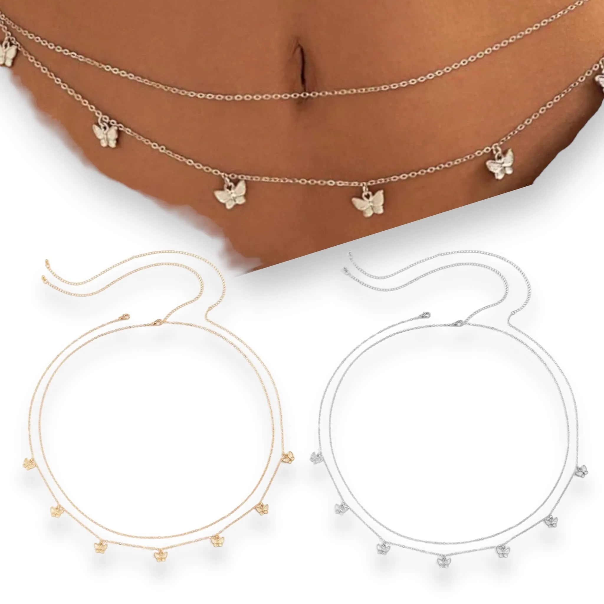 Charming Butterfly Double Layered Body Chain