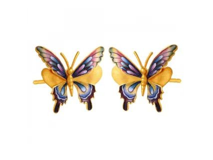 Charming Rainbow Coloured Butterfly Shape 22k Gold Earrings