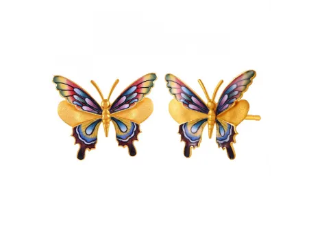 Charming Rainbow Coloured Butterfly Shape 22k Gold Earrings