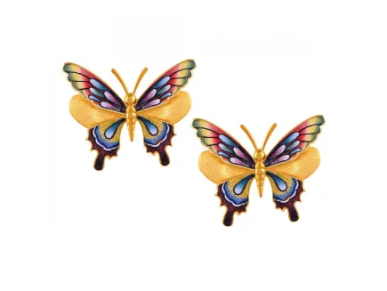 Charming Rainbow Coloured Butterfly Shape 22k Gold Earrings