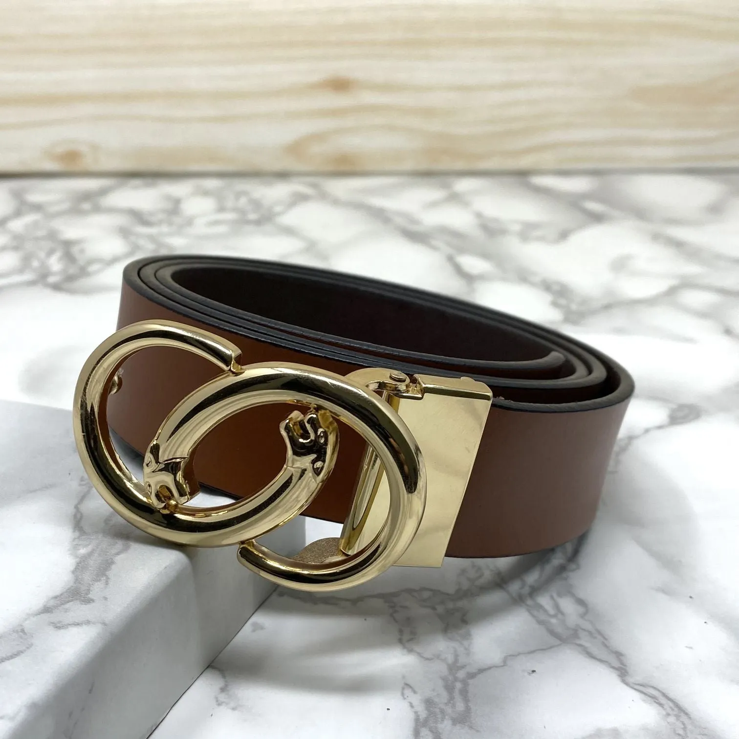 Classic Jaguar Design Leather Strap Belt-JonasParamount