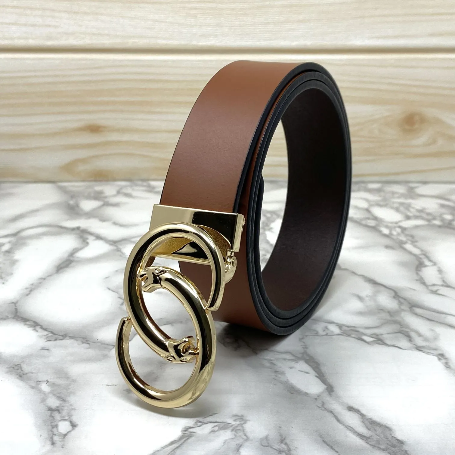 Classic Jaguar Design Leather Strap Belt-JonasParamount