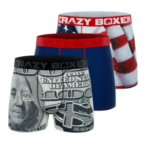 CRAZYBOXER Eagle Flag Benji Outdoor Men's Boxer Briefs (3 pack)