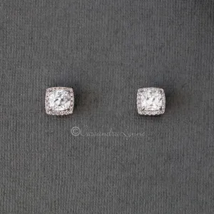 CZ Pave Square CZ Stud Earrings