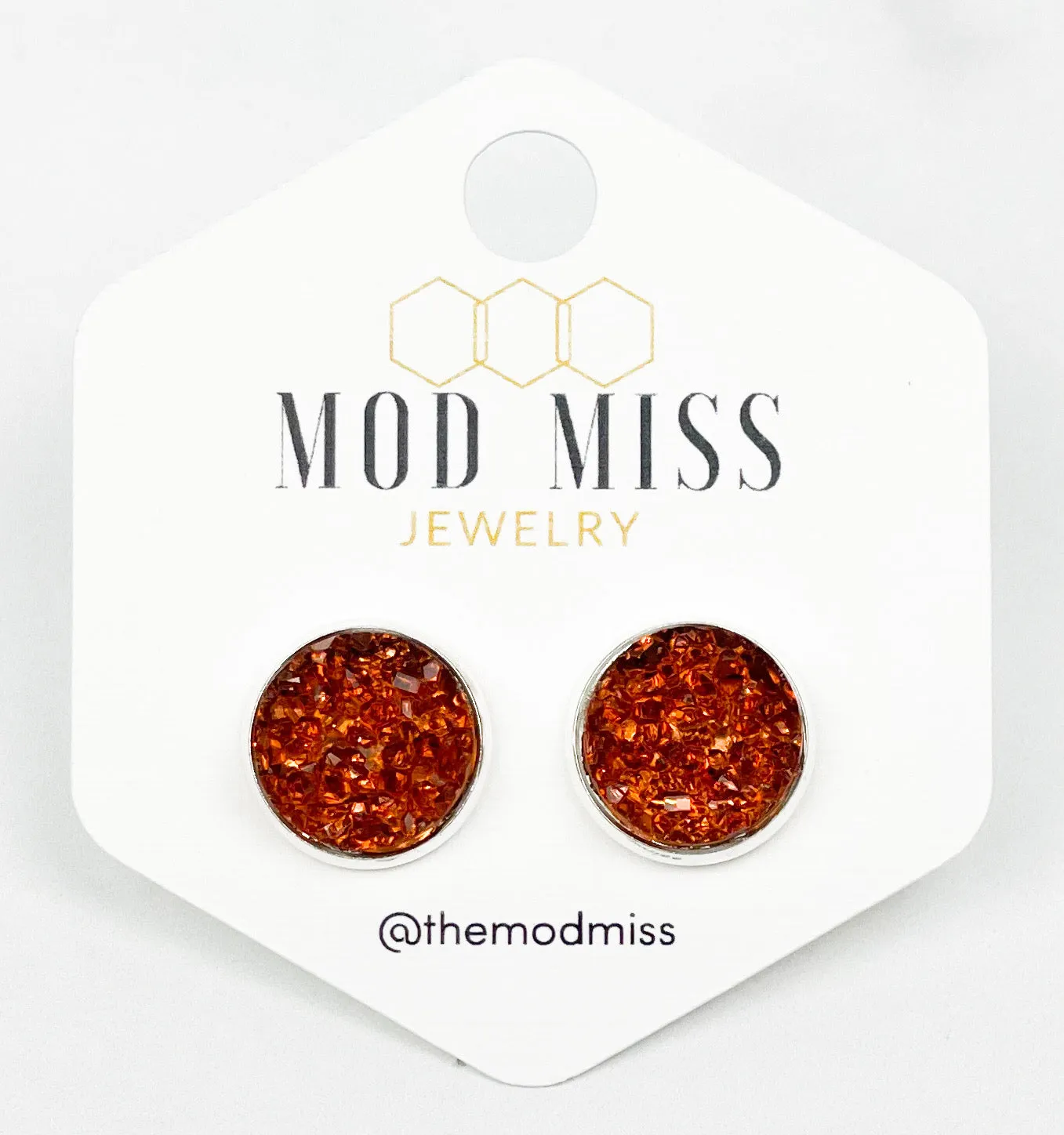 Druzy Stud Earring "Burnt Orange"