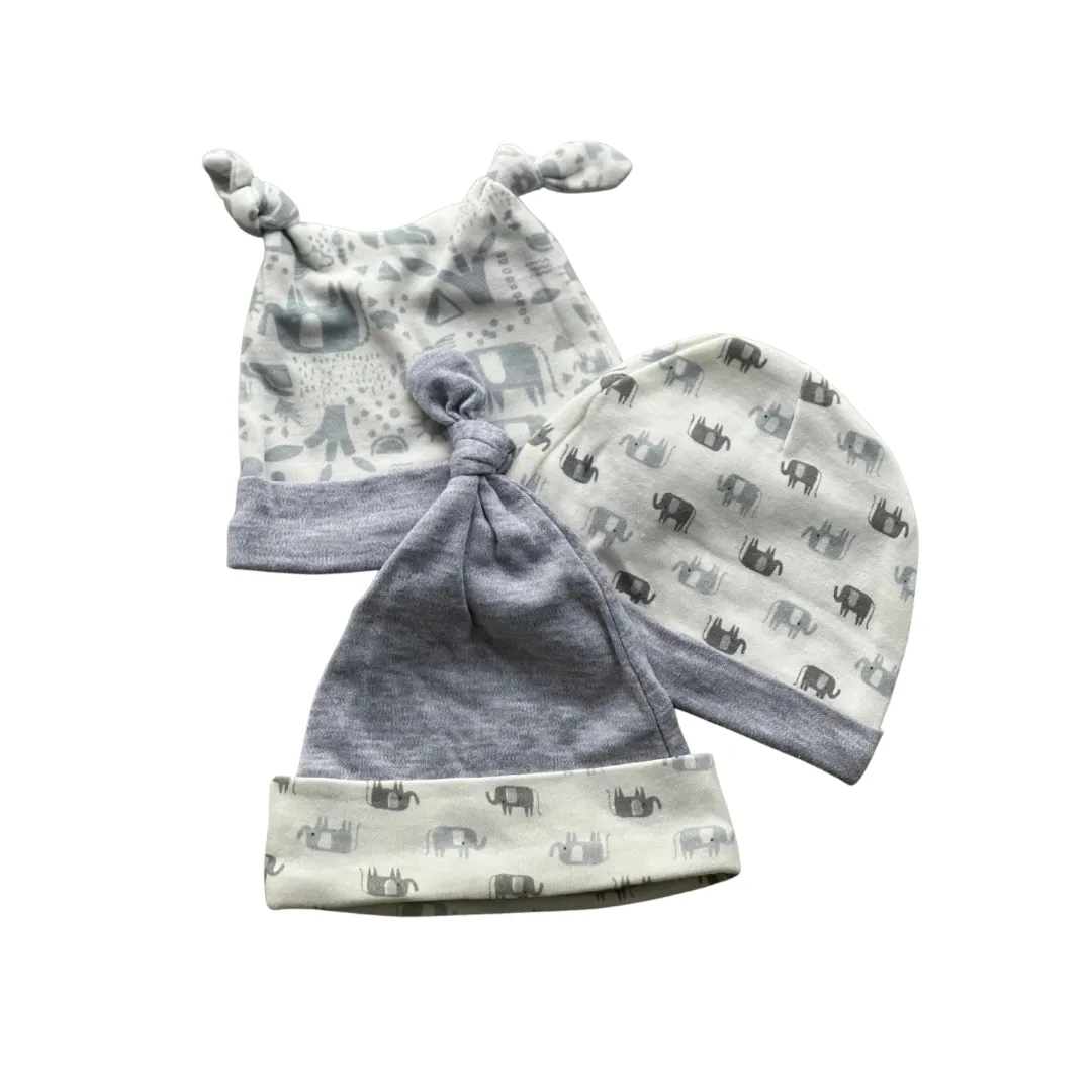 Elephant Baby Hats- 3 Pack (0-3 months)