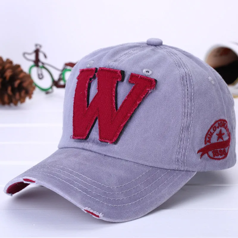 Fashion Caps Letter W Baseball Cap Cotton Knitted Sports Caps Hip-pop Hat Golf Fashion Cap Snapback