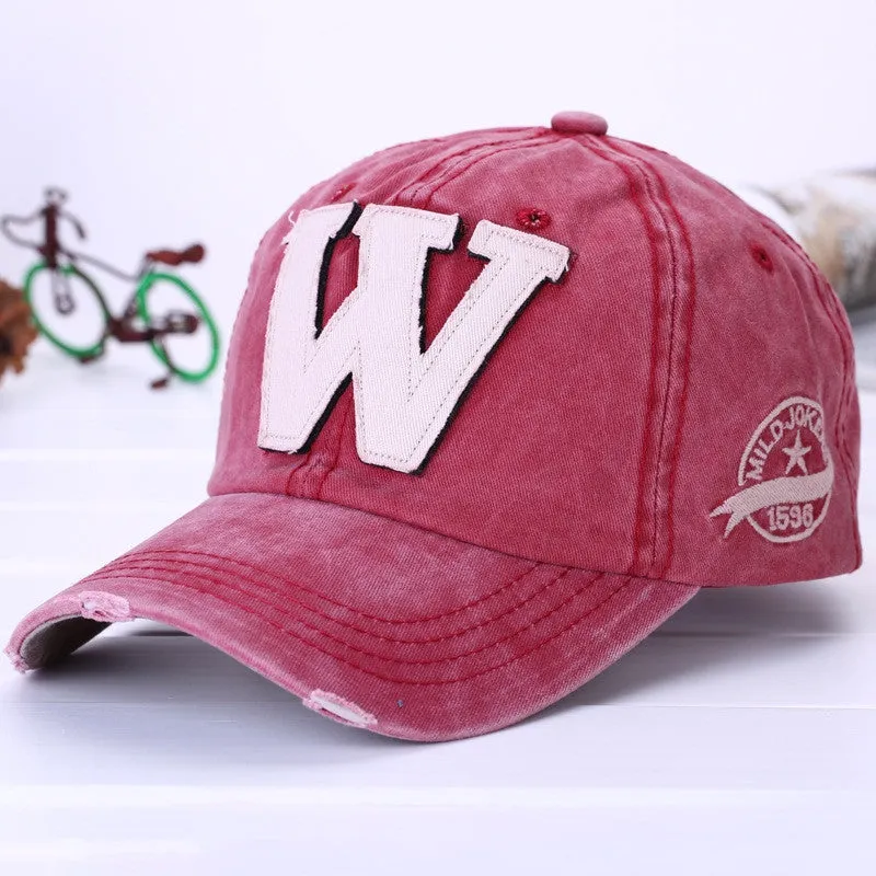 Fashion Caps Letter W Baseball Cap Cotton Knitted Sports Caps Hip-pop Hat Golf Fashion Cap Snapback