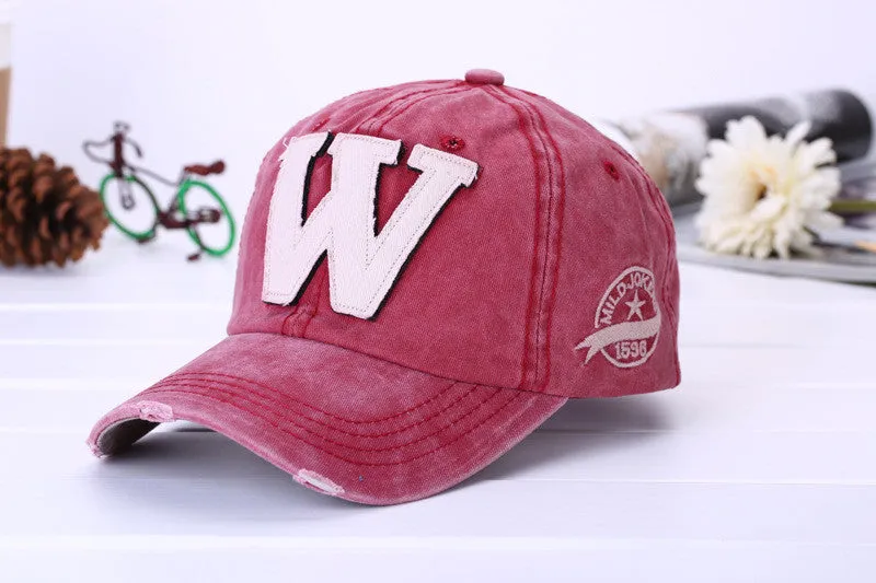 Fashion Caps Letter W Baseball Cap Cotton Knitted Sports Caps Hip-pop Hat Golf Fashion Cap Snapback