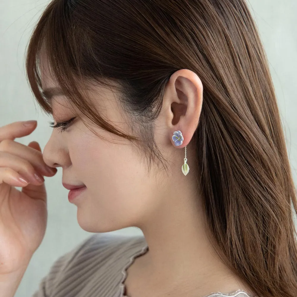 Flower and Leaf Front Back Earrings