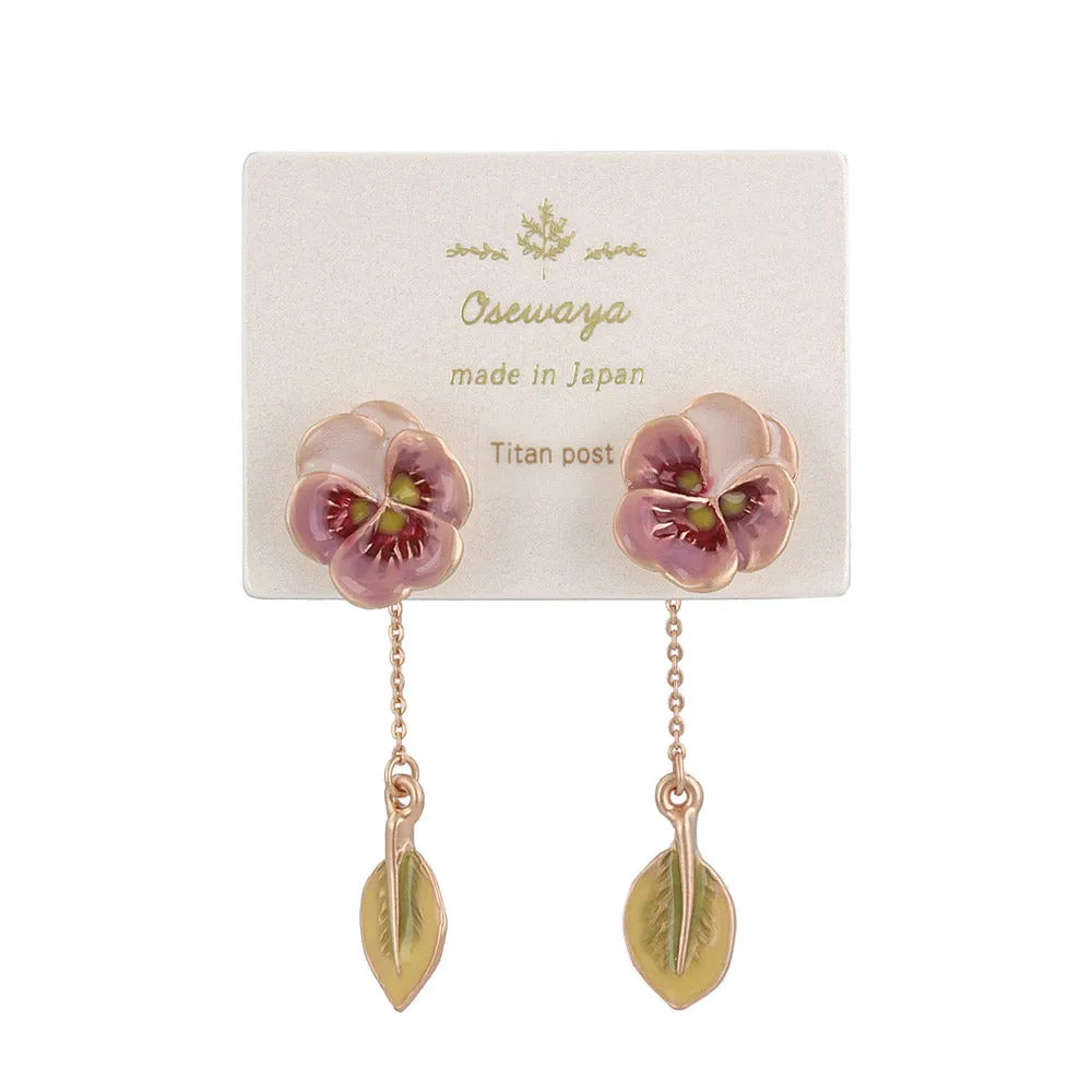 Flower and Leaf Front Back Earrings