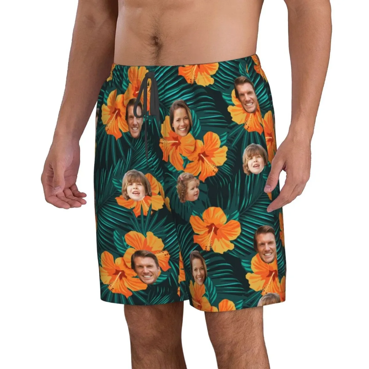 Hawaii - Face Photos Beach Board Short For Men - Personalized Short