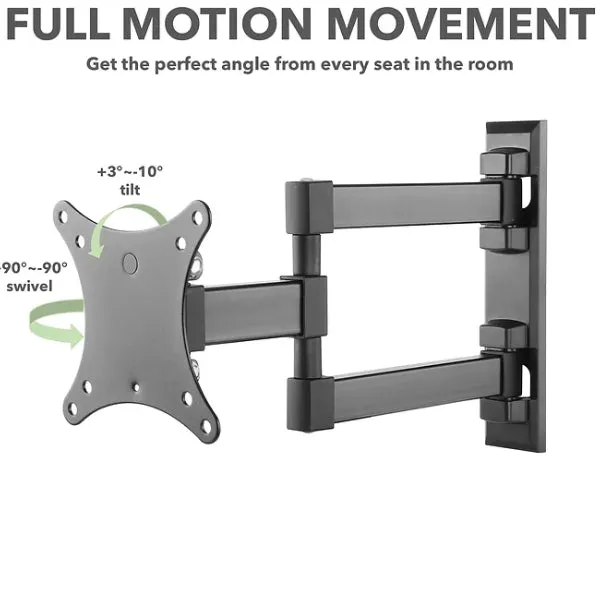 iTech Full Motion Double Arm Bracket for 13" to 27" TVs - Black | LCD33B