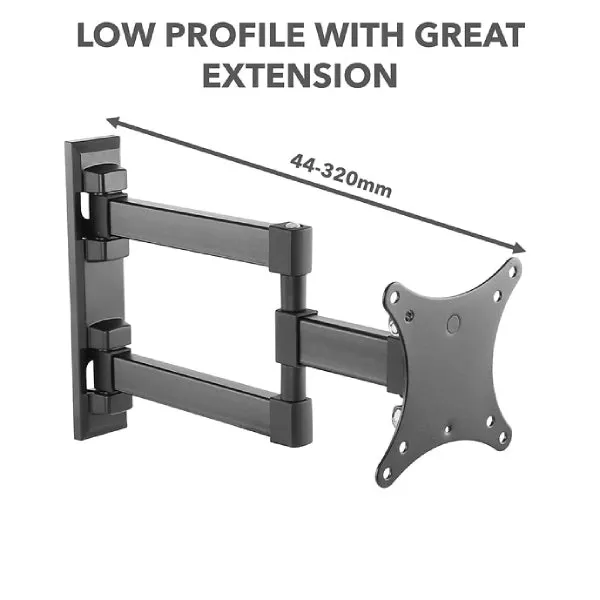 iTech Full Motion Double Arm Bracket for 13" to 27" TVs - Black | LCD33B