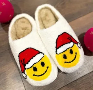 Just Smiley Yellow Christmas Plush Slippers