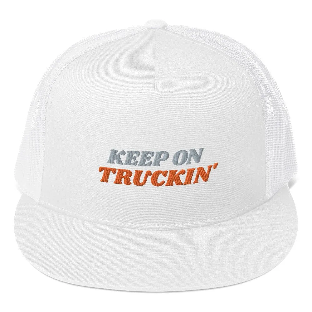 Keep On Truckin' Trucker Cap Vented Mesh Cooling System Snap Panel Manly Macho Trucker Trucking Hat Visor Cool