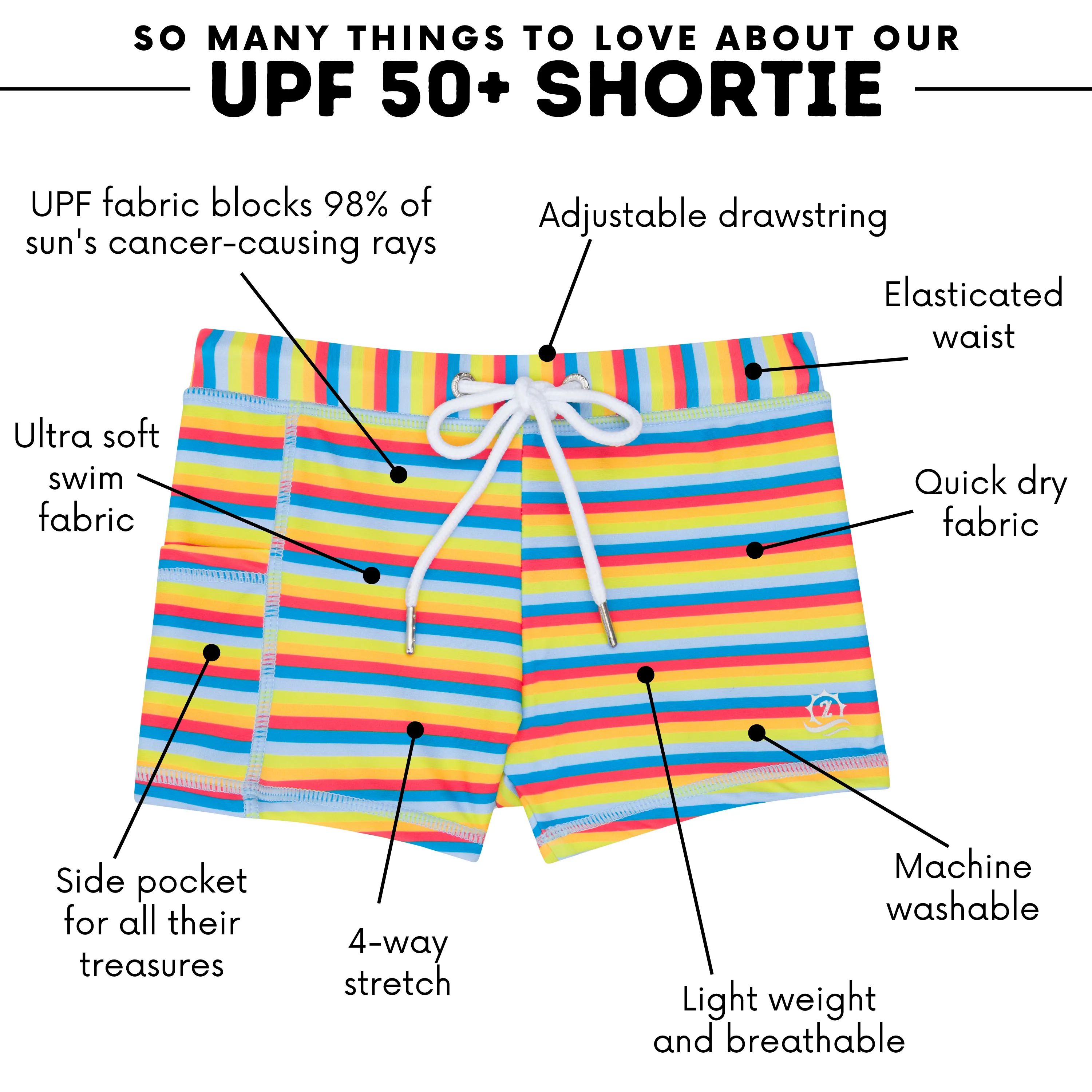 Kids Euro Swim Shorties | "Sunny Stripe"