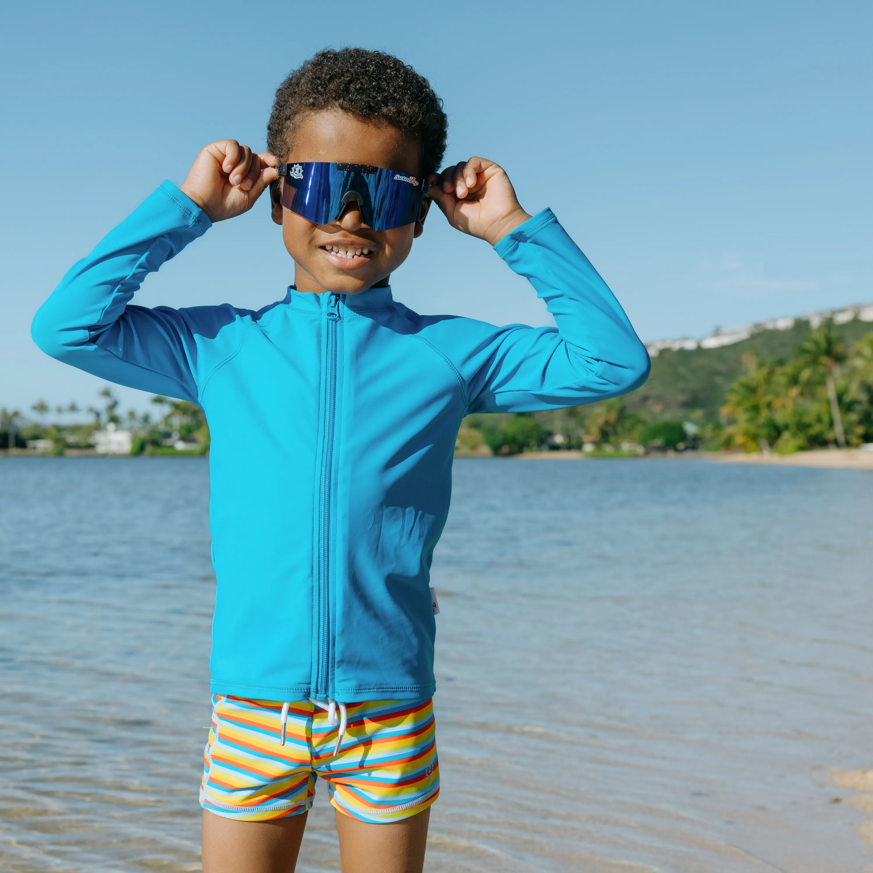 Kids Euro Swim Shorties | "Sunny Stripe"