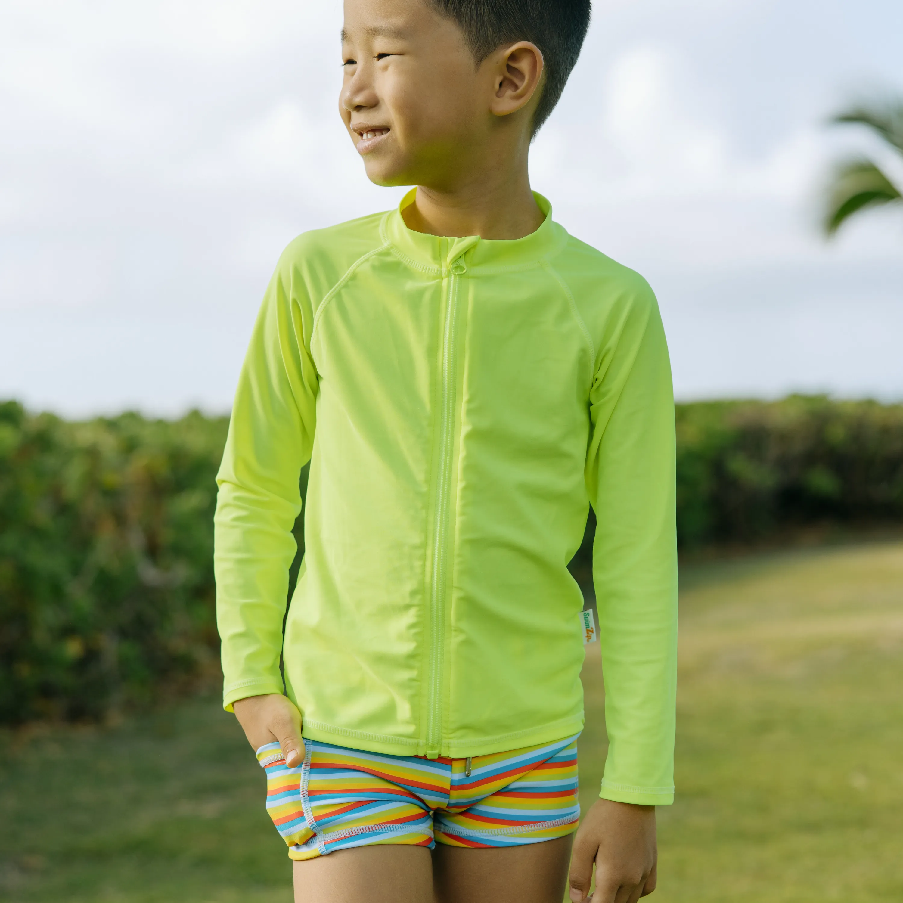 Kids Euro Swim Shorties | "Sunny Stripe"