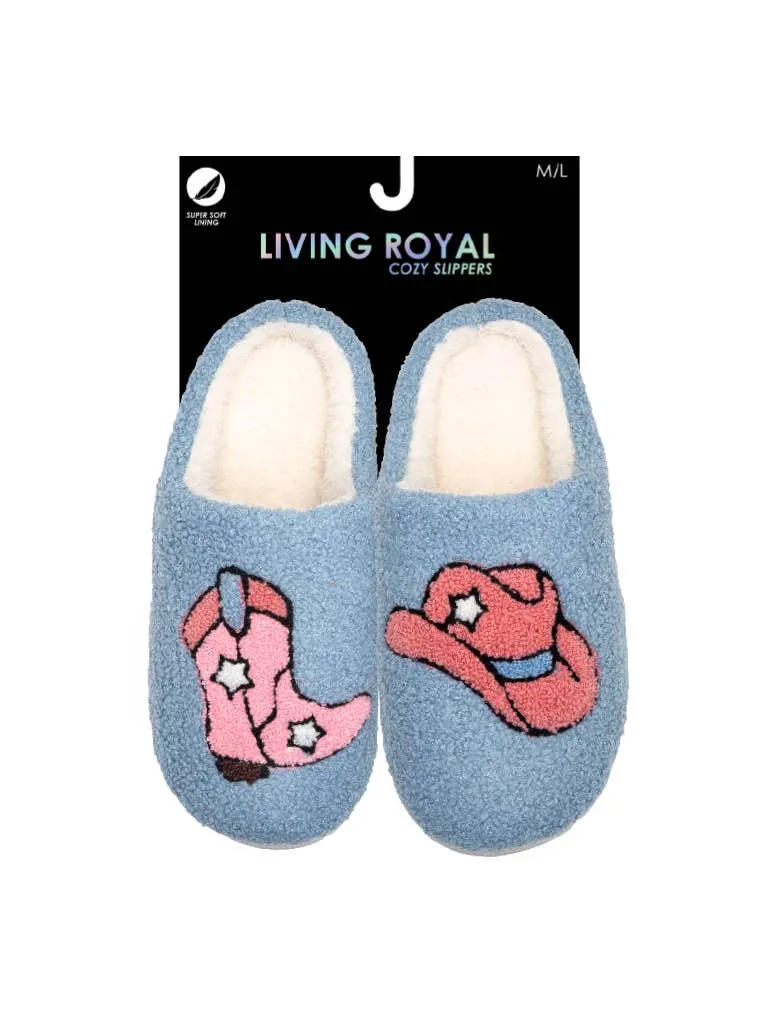 Kids Iconic Symbols Slippers - Blue: BIG KIDS 1-3